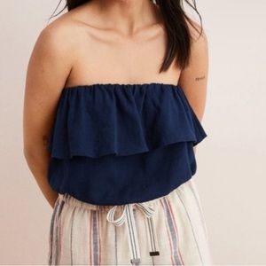 NEW Aerie Navy Ruffle Tube Top Size XS